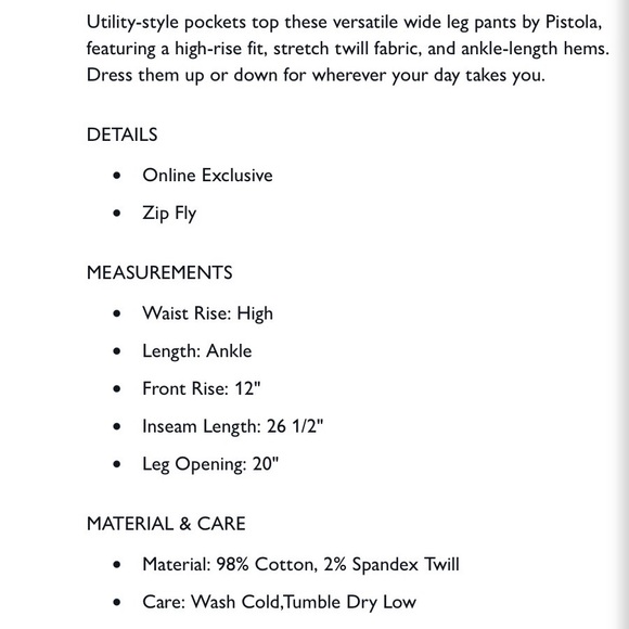 Pistola Sophia Wide Leg Utility - Picture 5 of 5